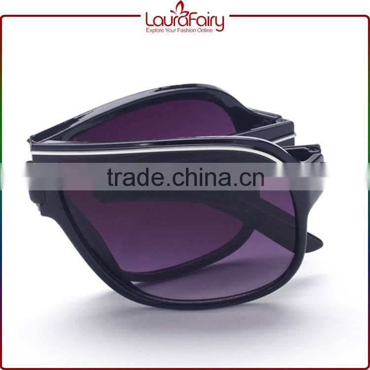 Laura Fairy Portable Blue Lens Black Frame Cheap Adjustable Foldable Sunglasses