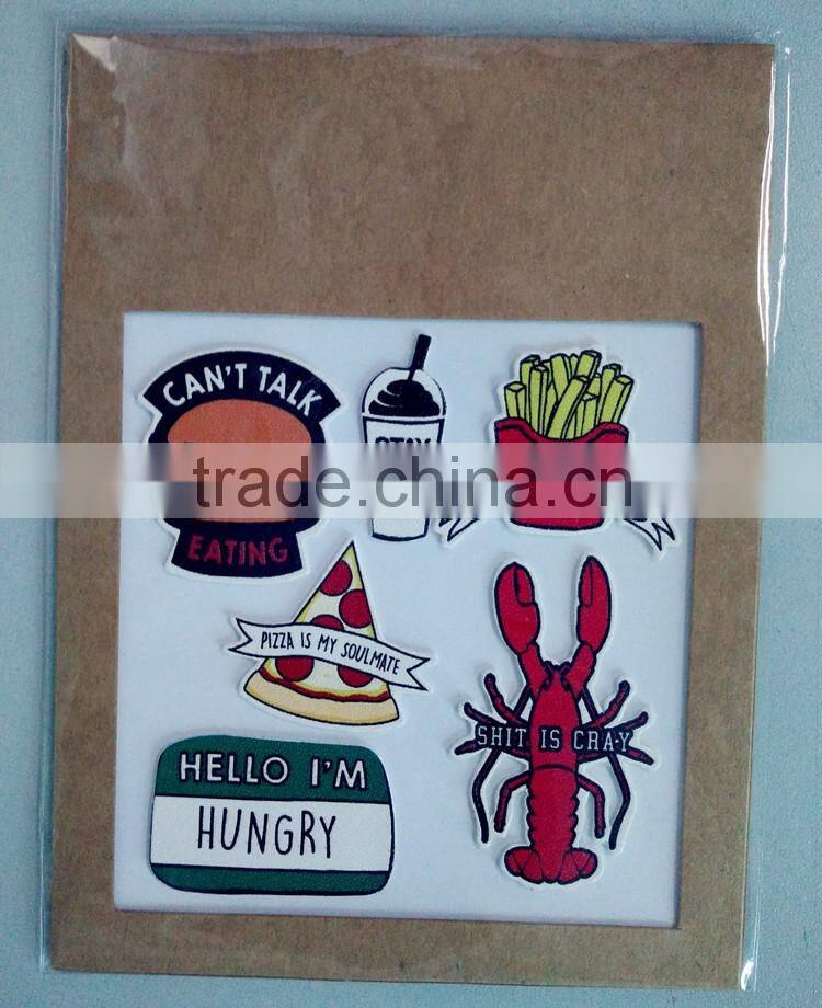 New design fashion printed self-adhesive pu leather sticker patch for bag