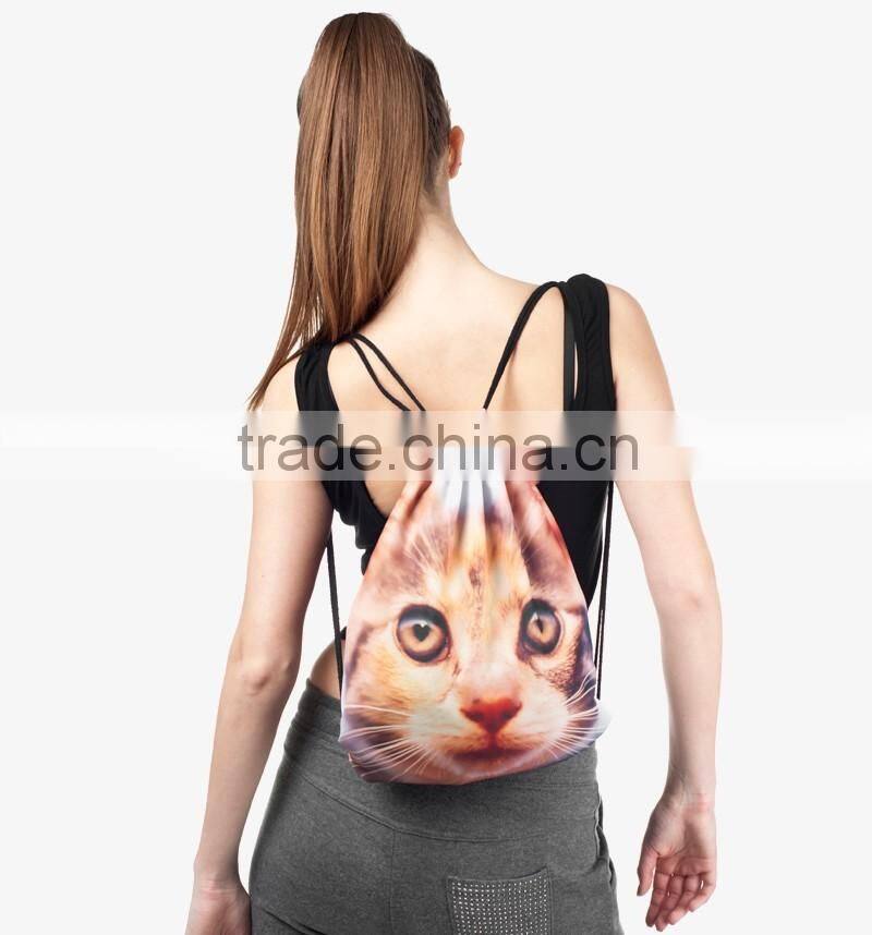 300D cute animal series leisure bag with drawstring