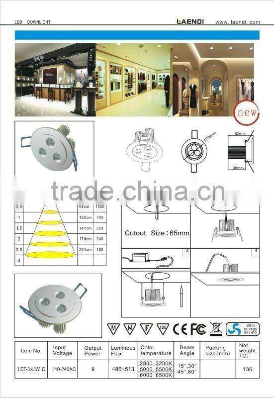 Good Quality 3 years warranty led ceiling light 3*3w for shop lighting