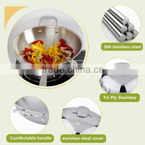 Excellent houseware wok non-stick Tri-ply stainless steel wok
