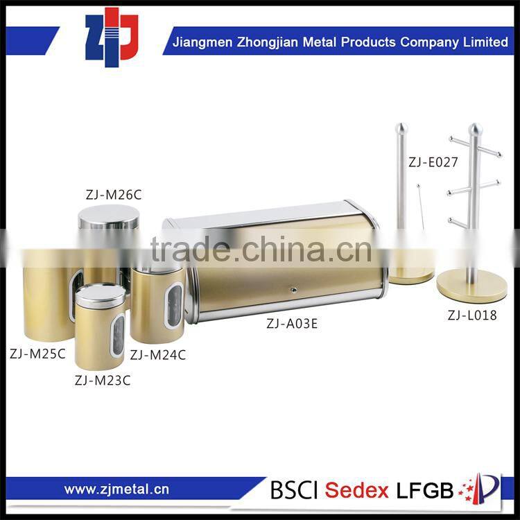 stainless steel kitchen storage set bread bin & canister