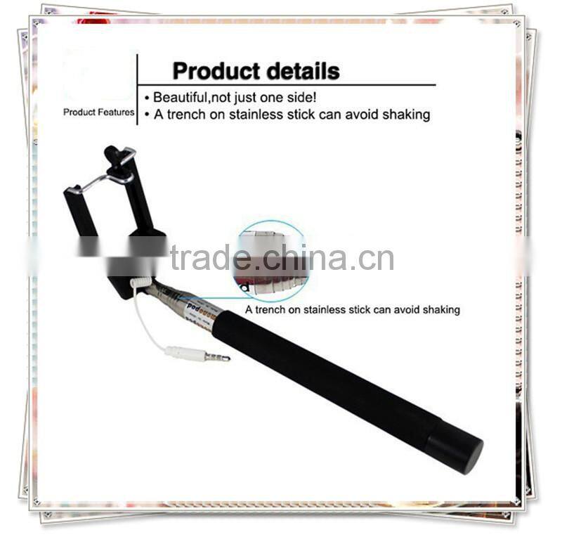 TMO-0201 factory price wired monopod , Cable Take Pole Selfie Stick