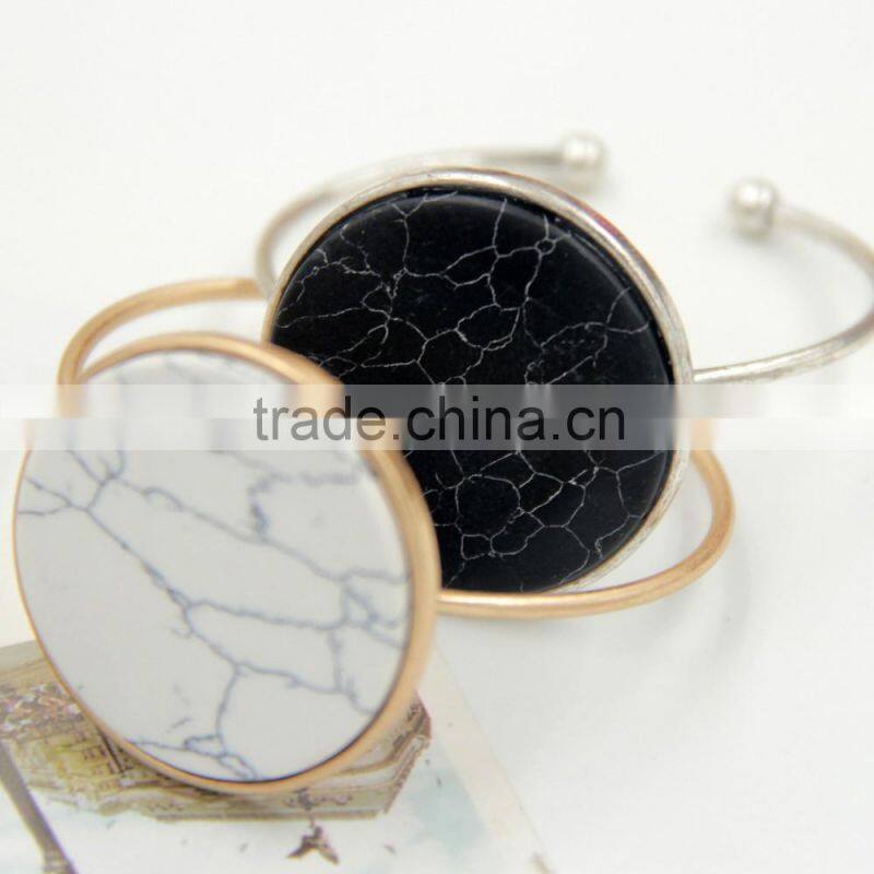 Quartz crystal druzy stones wire fixed cuff bracelet