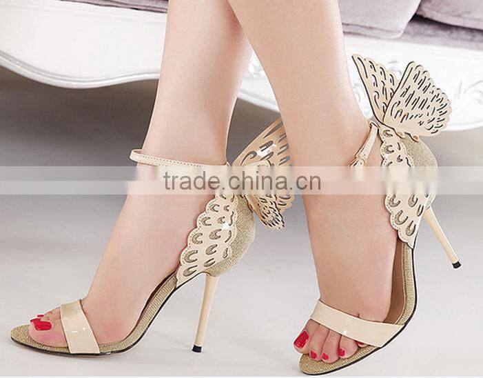 Back butterfly ankle strap fashion lady dress shoes,girls high heels