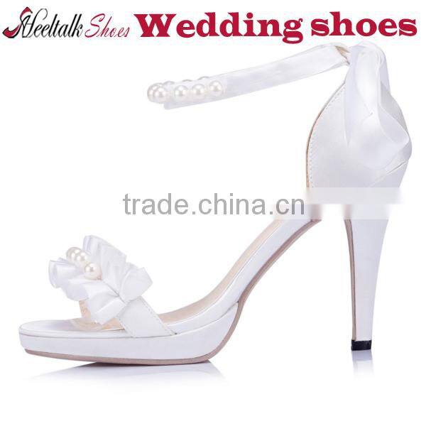 OEM Wholesale white wedding shoes ladies heels size 34-41 small order