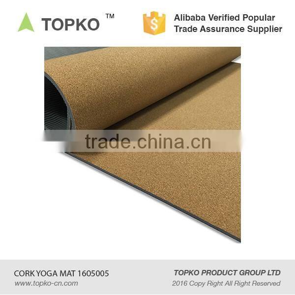 TOPKO no smell natural cork yoga mat Cork surface TPE yoga mat