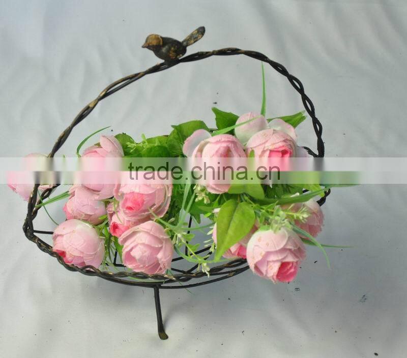 Country style rustic wire basket for plants