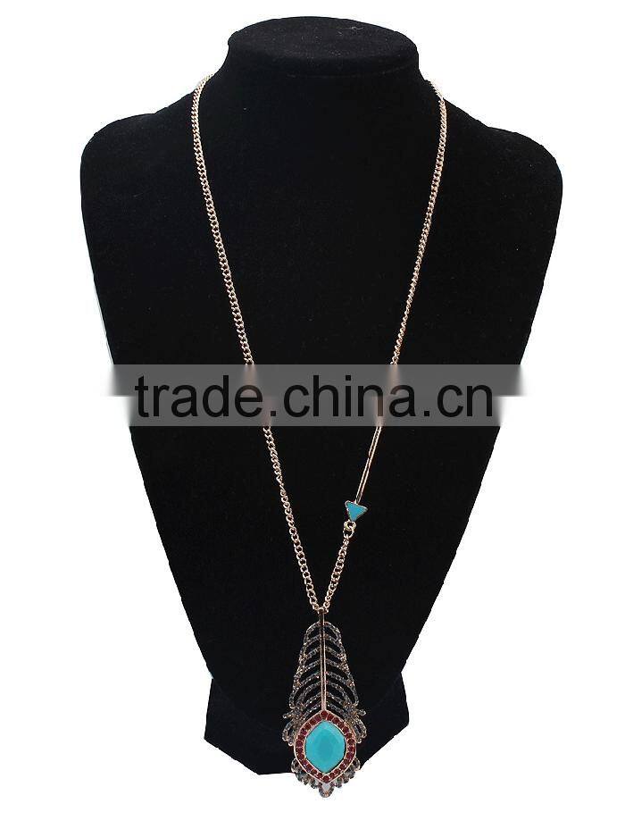 New gold chain design jewellery arrow charm feather pendant necklace