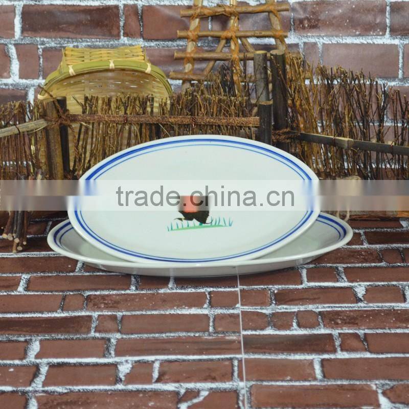 hot sale blue and white ceramic oval shape food fish dinner plates