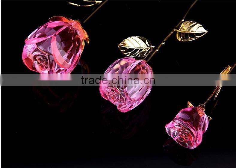 2015 New design clearly color best seller factory directly sale crystal rose flower