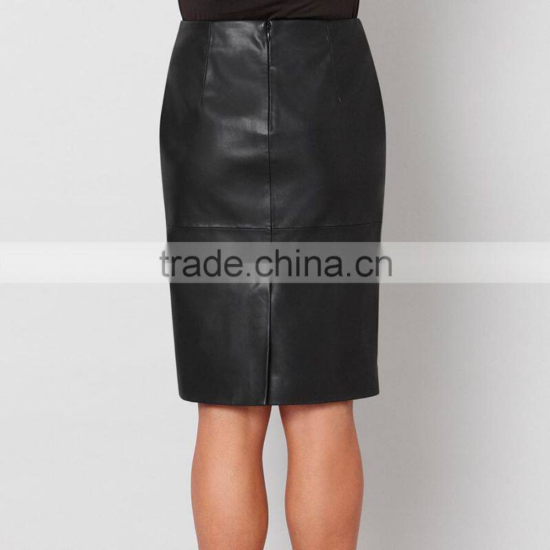 Midi styel new fashion leather pencil skirt for women
