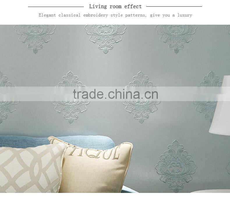 polyester non-woven embroidery wallpaper sale living room wallpaper decorative wallpaper
