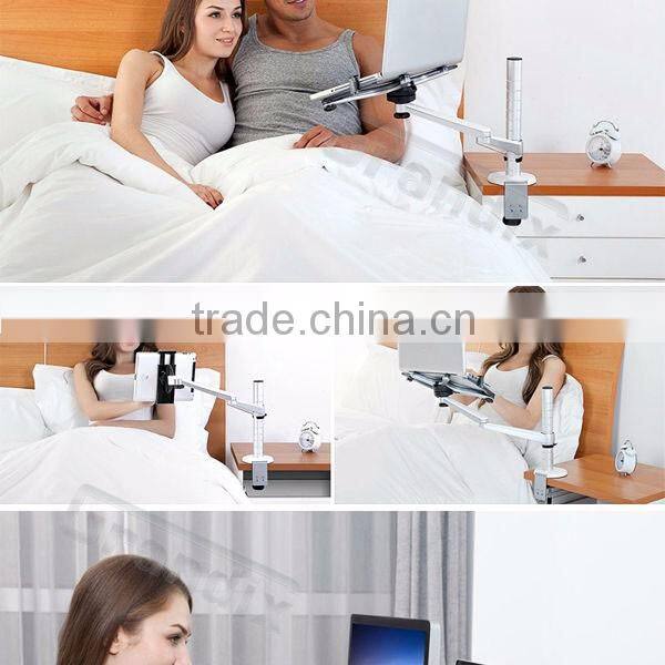 Gas spring portable 360 degree rotating recliner laptop stand