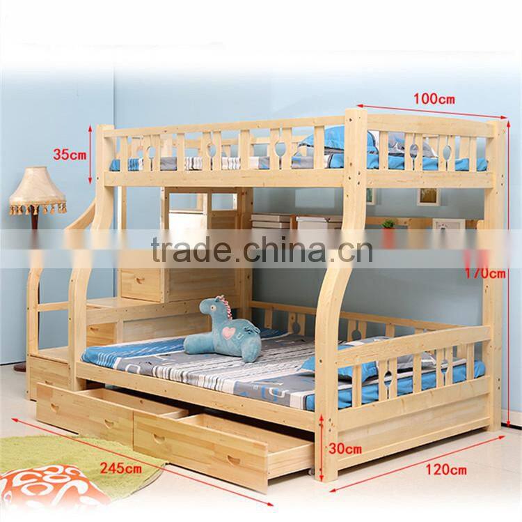 High quality strong kids wooden bed with Wardrobe Bedroom Furniture Bunk