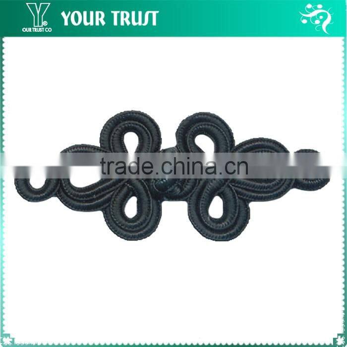 Height 2.5 Centermeter All Black Sew On 100% Nylon Chinese Knot Frog Buttons