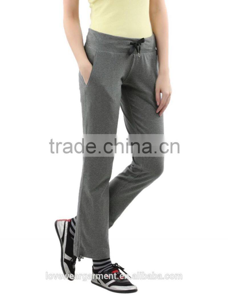 Women plain grey french terry cotton sweat pants wholesale