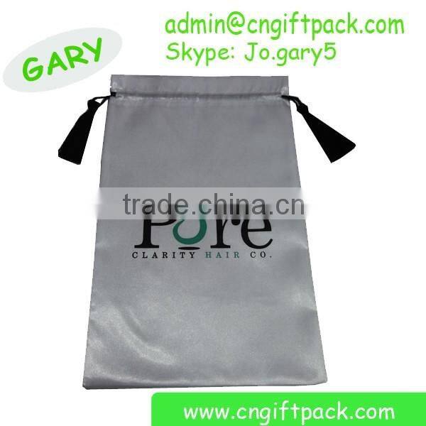 Custom Printed Satin Drawstring Bags for Bundle Hair Packaging