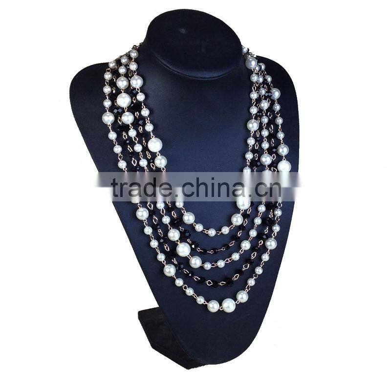 European And American Vintage Crystal Pearl Multilayer Exaggerated Alloy Chain Necklace