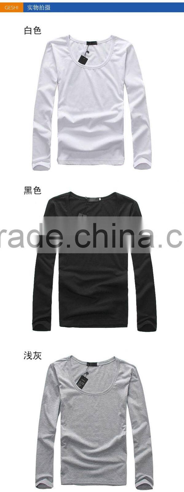 Men's long sleeve top Pure color round neckline T-shirt