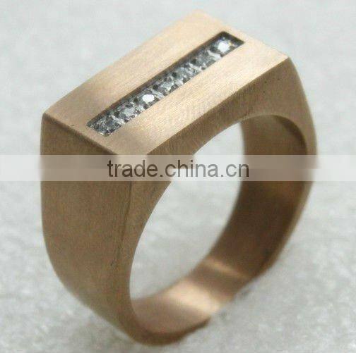 wholesale new design CNC zircon mens gold finger rings
