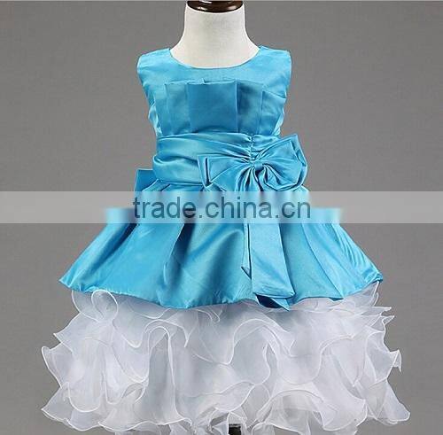 Floral frilly princess girl dress satin bloomer chiffon kids yarn ruffle tutu dress children puffy dress