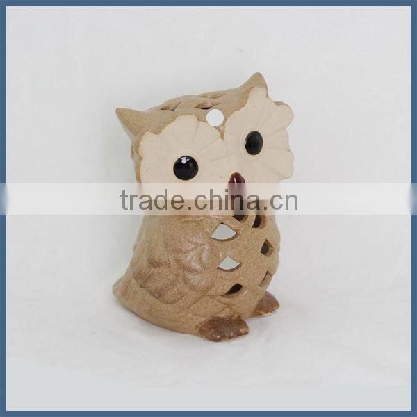 Home & garden decoration beige small ceramic craft owl
