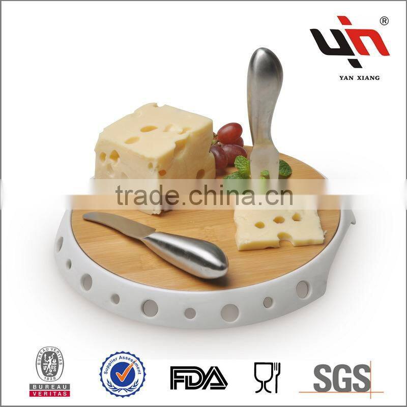 Bamboo Cheese Board With Knives