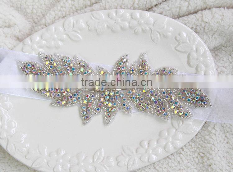 Wholesale Beaded Embroidery Rhinestone Sash Bridal Crystal Jewelry Appliques