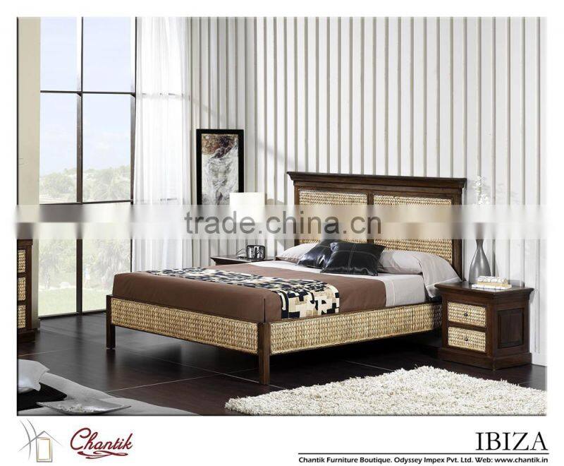 Classic Bedroom Set - Single Bed wicker bedroom furniture (Hand woven by wicker,hyacinth & wooden frame )