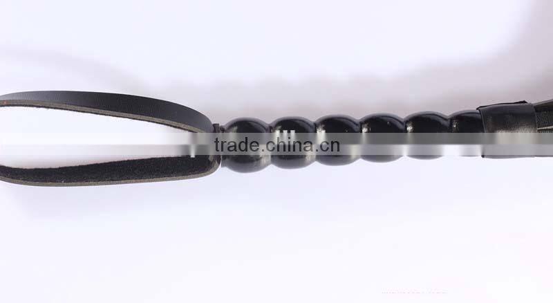 long leather whip balck