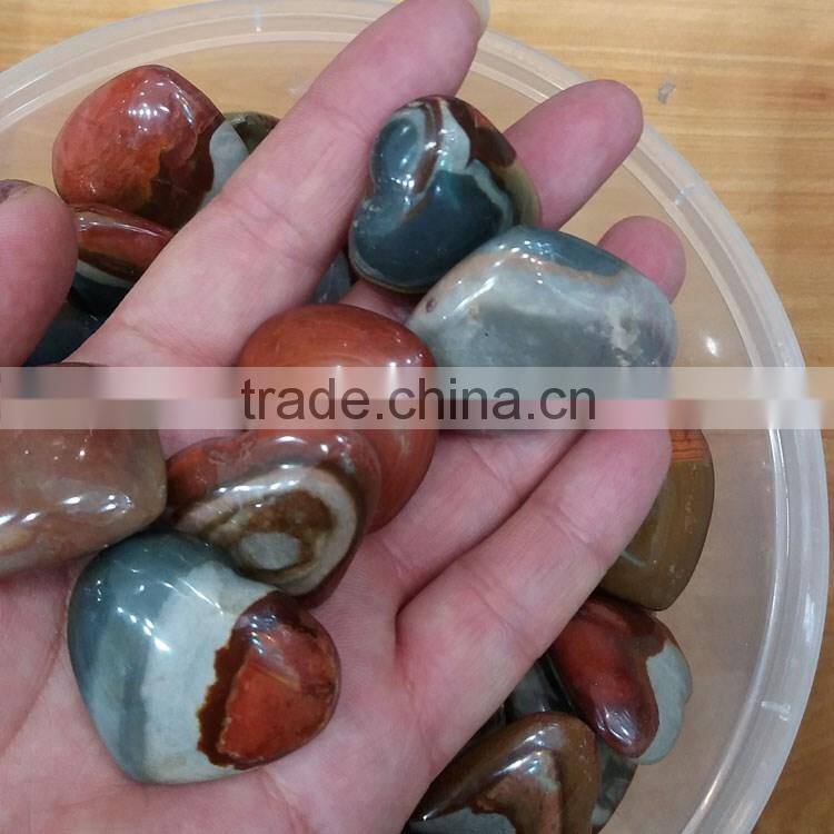 lovely small quartz polished ocean jasper crystal hearts pendants