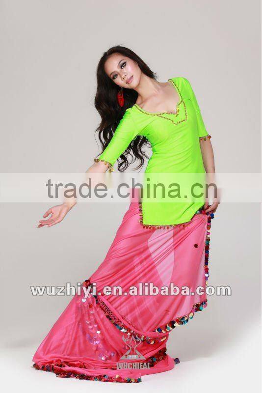 Guangzhou Qiancai Wuchieal 2013 elegant colorful bellydance veils,plus size shining Belly Dance veils (SJ015)