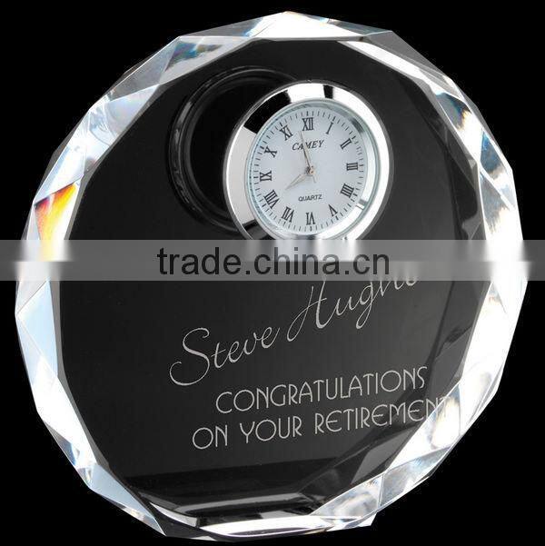 Crystal Desk Clock With Crystal Base For Table Decoration