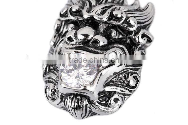 KSTONE Fashion Jewelry 316L Stainless Steel Lion Shape Punk Necklace Silver Pendant for Men