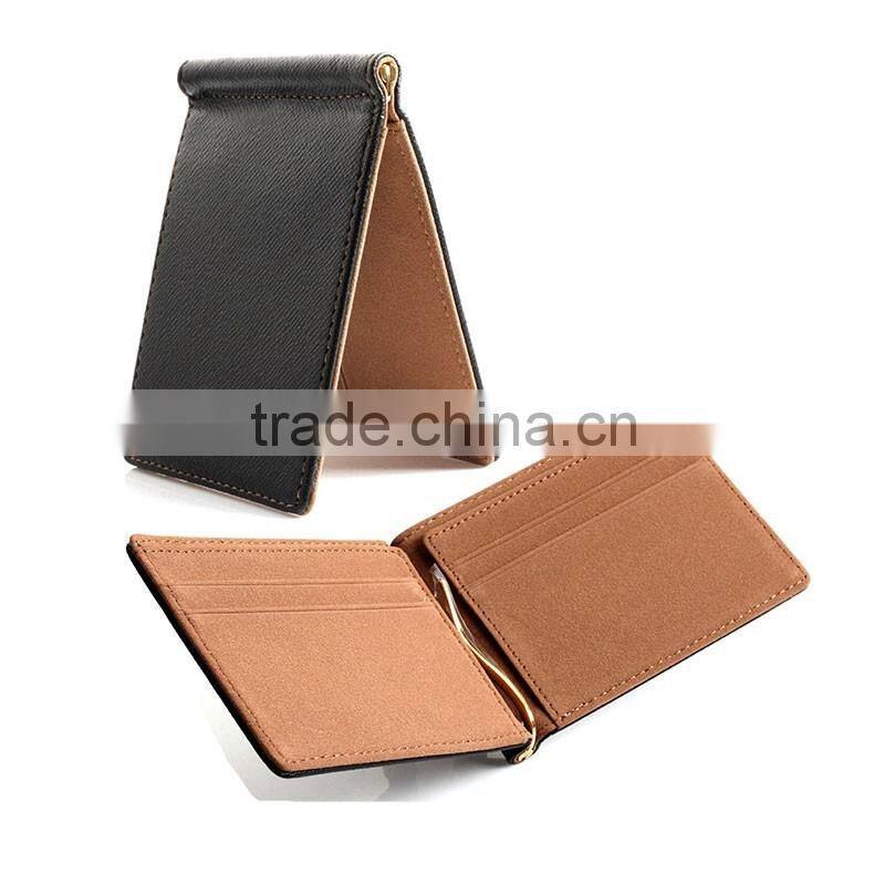 hot selling high quality genuine leather money clip slim wallet, custom wallet money clip from China Guangzhou