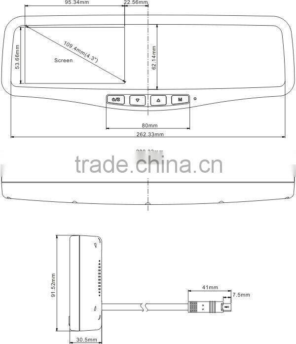 4.3 inch digital car reversing mirror system