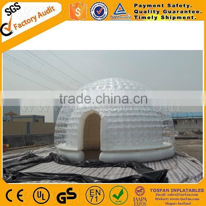 1.0 mm PVC clear inflatable dome tent,inflatable sealed bubble tent F4016B