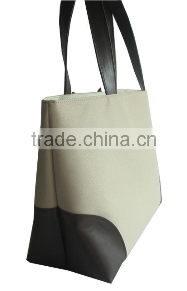 Beautiful 600D polyester leather tote style handbag for ladies