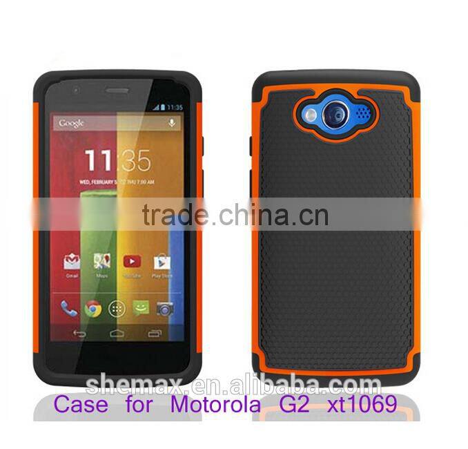 shockproof cover case for motorola moto g2/two in one hybrid back cover for moto g2 xt1069