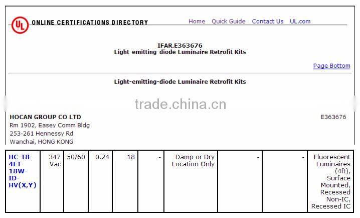 High brightness free japanese tube 4ft 18w 347v T8 led tube for commercial use