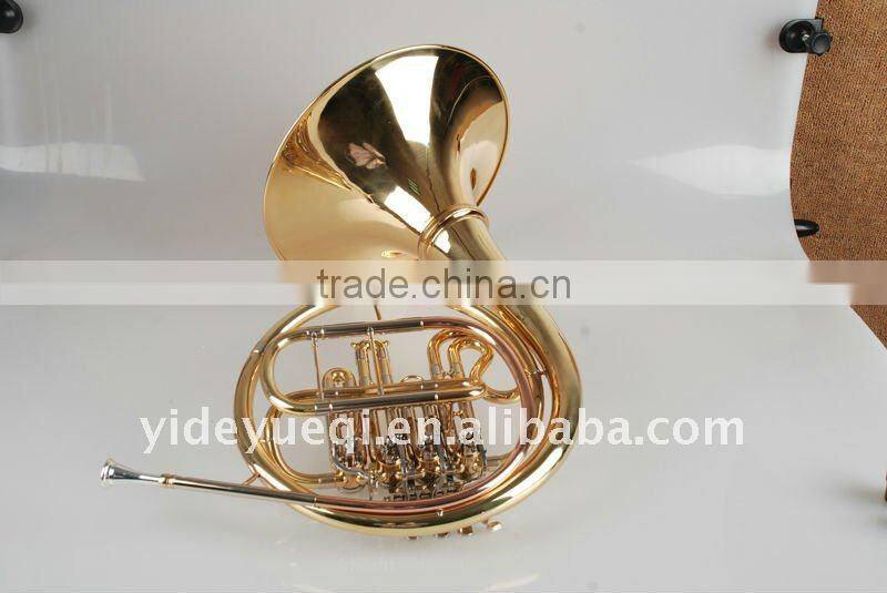 High quality yellow brass gold lacquer French horn