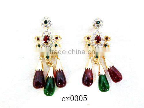 Wholesale preciosa rhinestone earring 24k gold plated beautiful earrings