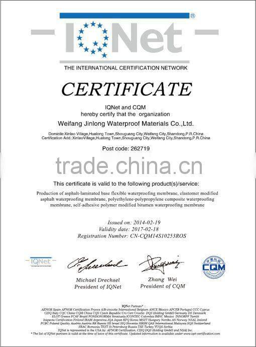 modified bitumen self-adhesive waterproof membrane
