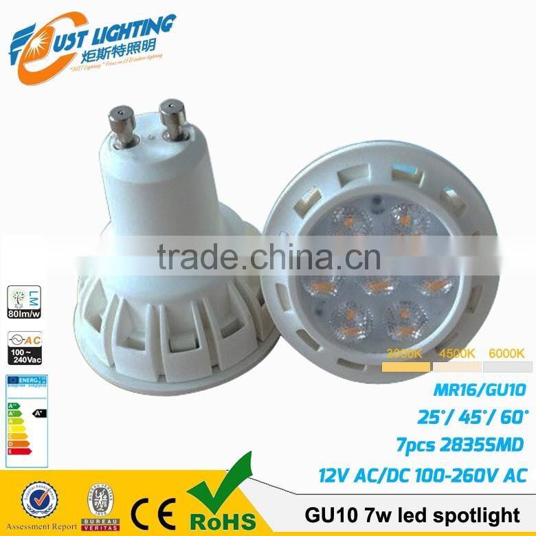 ra80 600lm 220v 60 beam angle gu10 7w led spotlight