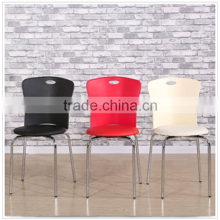 Black plastic dining chair with metal legs