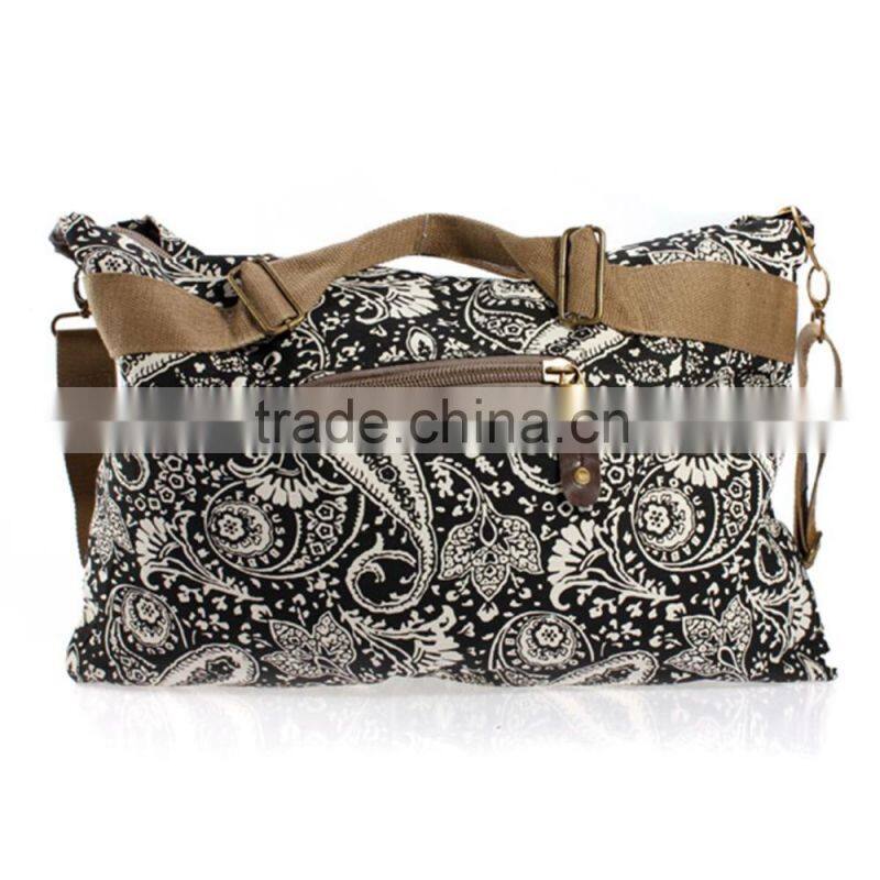 Vintage Women Canvas Leather Satchel Messenger Shoulder Handbag Shopper Bag Tote