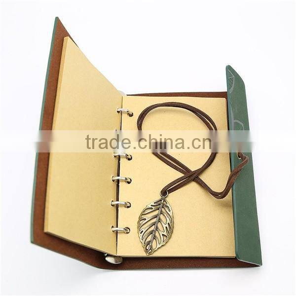 Customized design PU Leather Cover Loose Leaf Blank Notebook Journal Diary Gift