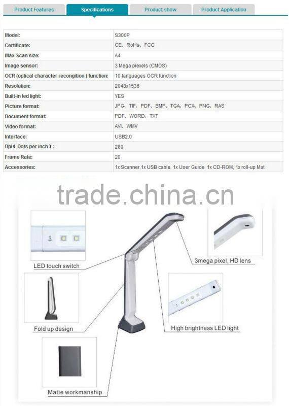 China manufacturer classroom equipment a5 scanner