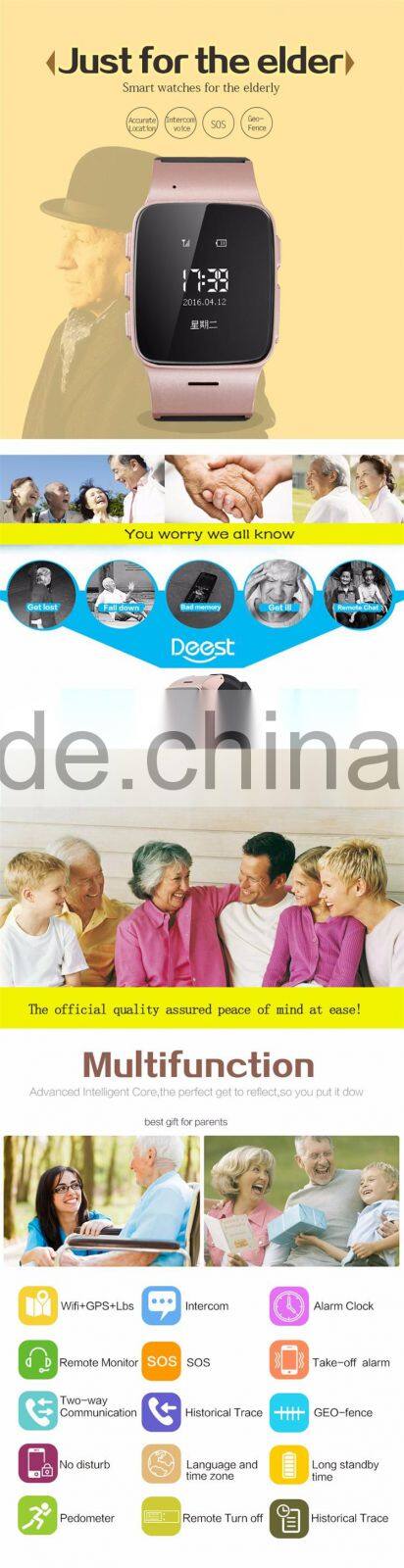 Android and IOS gps smart watch elderly sos gsm watch d99